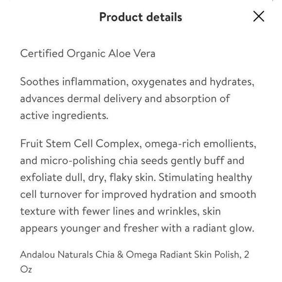 ANDALOU NATURALS - NWT Chia Omega + C Radiant Skin Polish 2 oz. - Picture 12 of 13